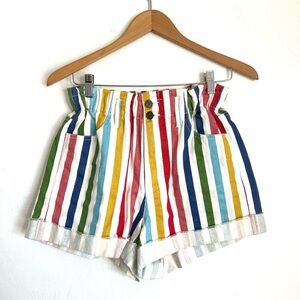NWOT- Show Me Your Mumu Emilia Rainbow Stripe Short with button detail